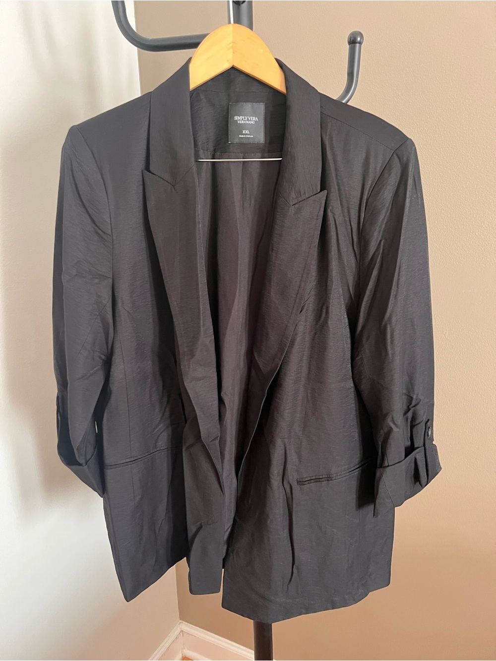 U.S. Size XXL - Simply Vera Vera Wang Black Open-Front Blazer